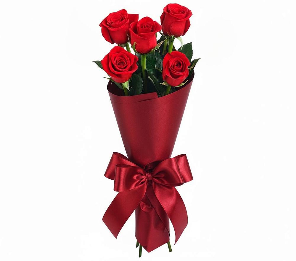 Букет 5 Красных роз Эдлесс Лав в Пригородном Курской области