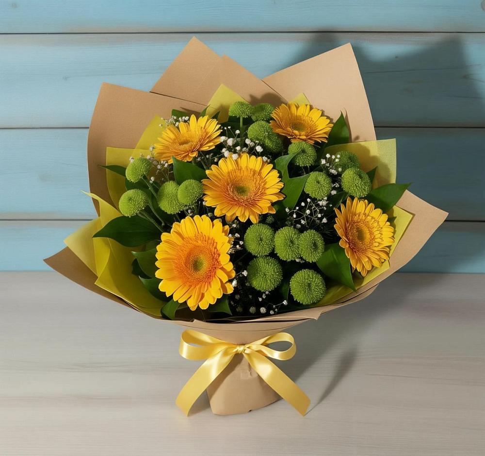 Букет цветов из: Герберы и Хризантемы в Пригородном Курской области