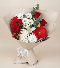 Букет цветов из:  Розы, Хризантемы, Герберы и Лилии в Пригородном Курской области