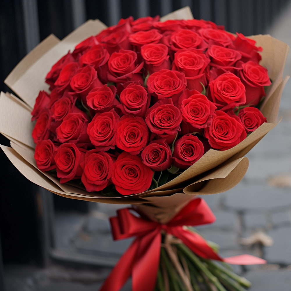 Букет 51 Красная роза Эдлесс Лав в Пригородном Курской области