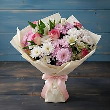 Букет цветов из:  Хризантемы, Альстромерии и Розы #REPLACE_PRED# Пригородном Курской области