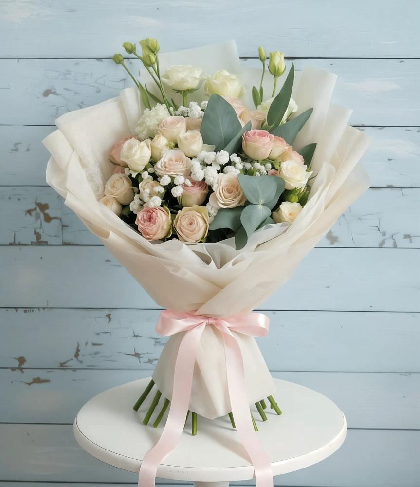 Букет цветов из: Розы и Лизиантусы в Пригородном Курской области