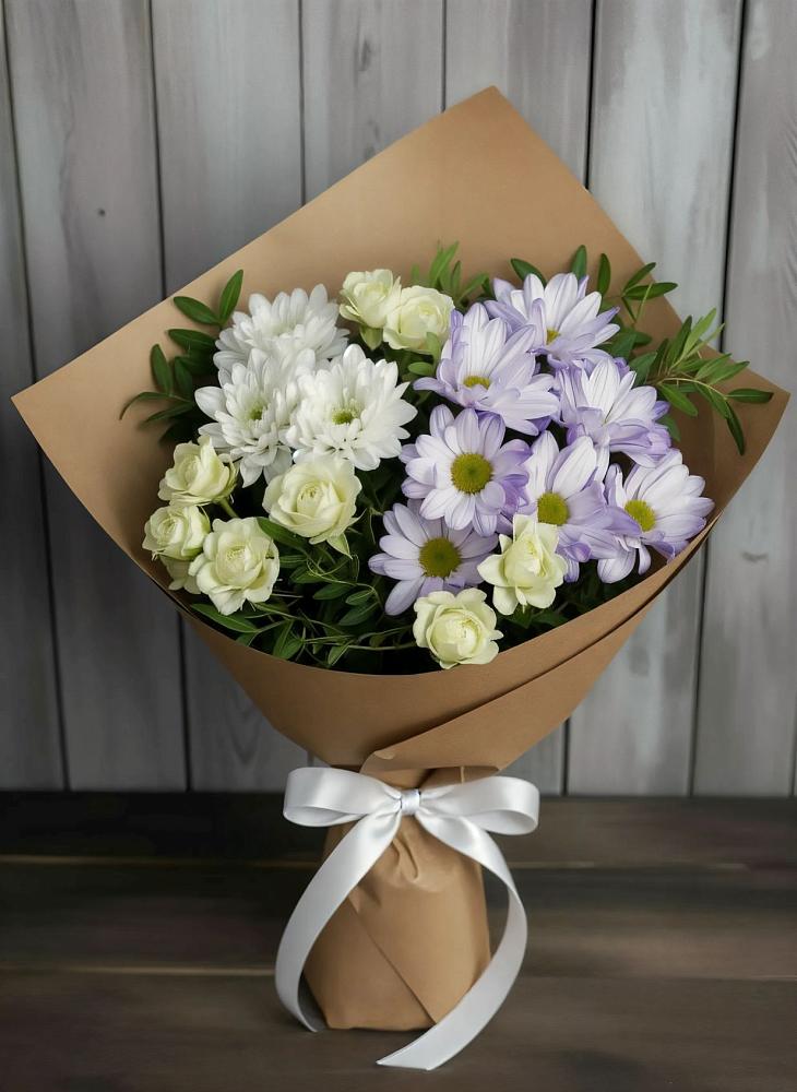 Букет цветов из: Хризантемы и Розы в Пригородном Курской области